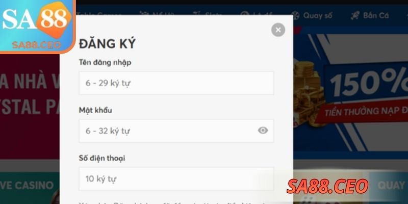 Các thông tin cần điền khi tiến hành thiết lập tài khoản
